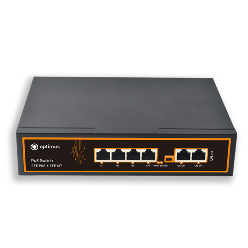 PoE Коммутатор Optimus U1E-4F/2F (12-24V)